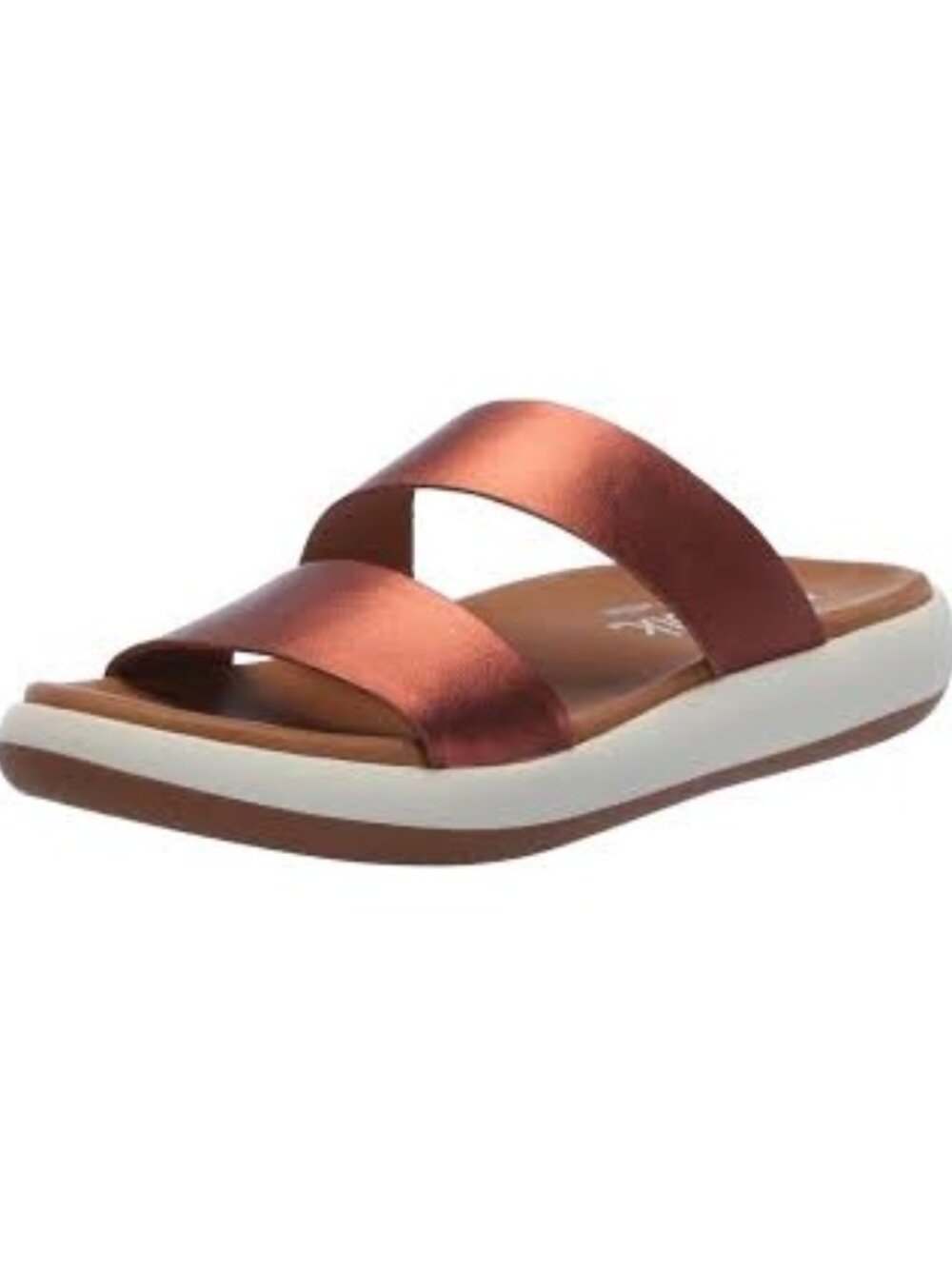 Softwalk Jenna Metallic Copper Leather Slide Sandals Size 8N